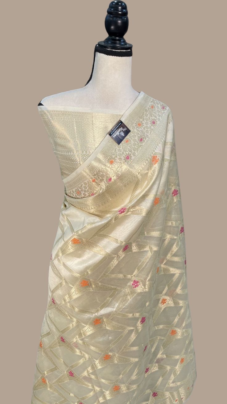 Pure Dupion Silk Banarasi Saree - Gold Zari