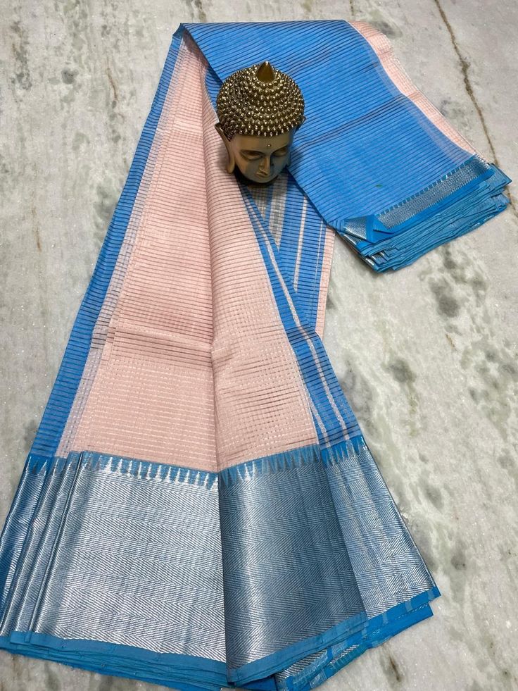 mangalagiri pure pattu by cotton 250k big border with missing checks pattu sarees (1)